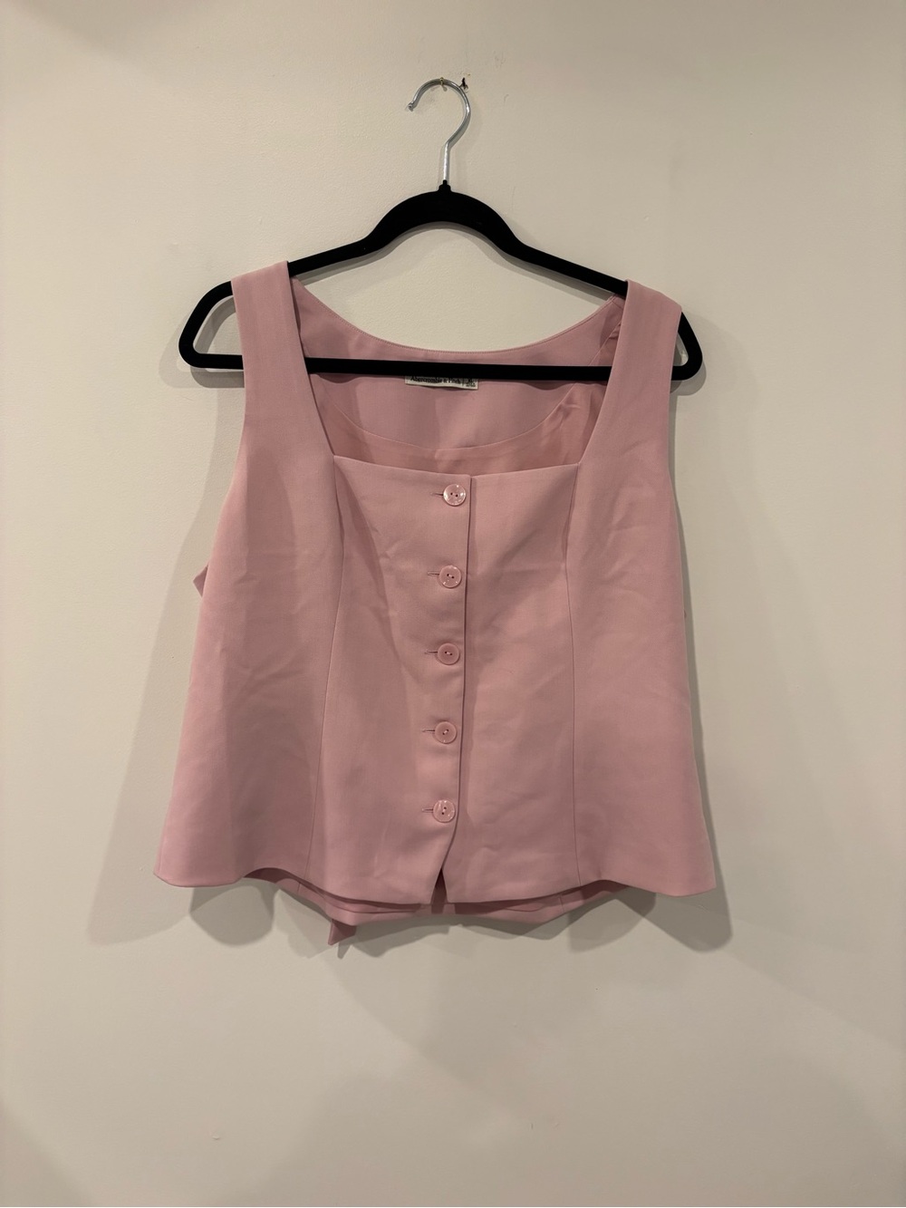 Abercrombie & Fitch Light Pink Button-Front Tailored Vest